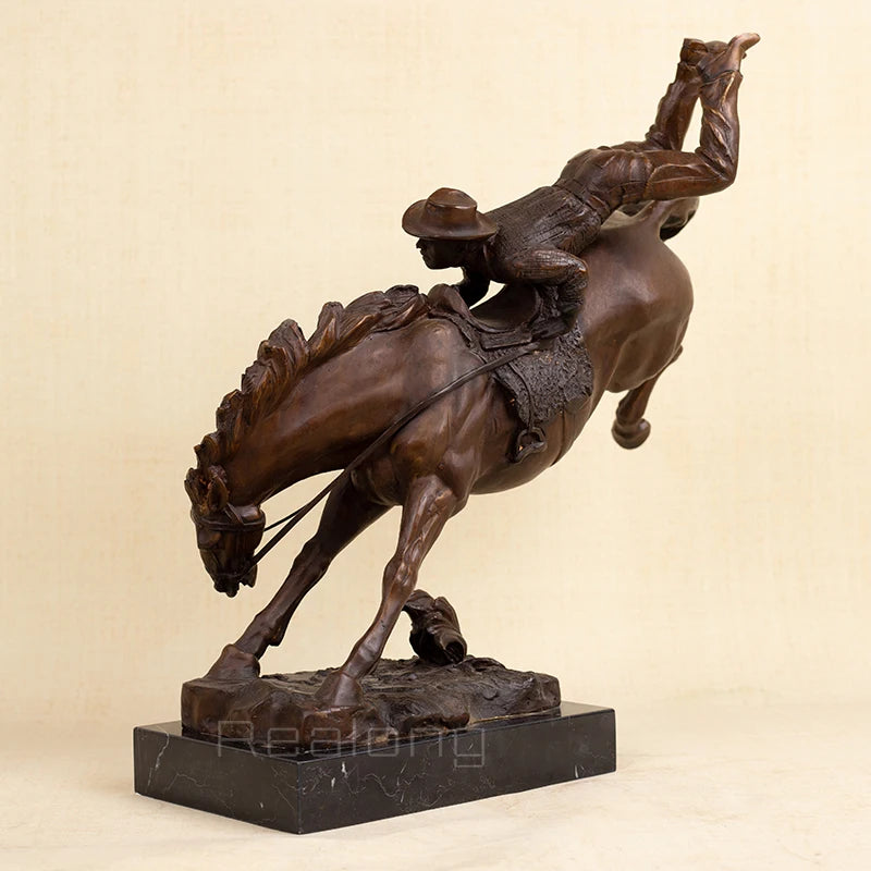 50cm The Broncho Buster Statue Bronze Classical Sculpture Famous Frederic Remington Replica Art Crafts For Home Decor Ornament