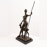 Goddess of the Hunt Bronze Statue Bronze Sculpture Of Diana the Huntress Casting Figurine For Home Descktop Decor Ornament Craft