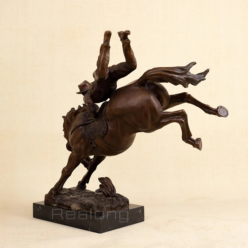 50cm The Broncho Buster Statue Bronze Classical Sculpture Famous Frederic Remington Replica Art Crafts For Home Decor Ornament