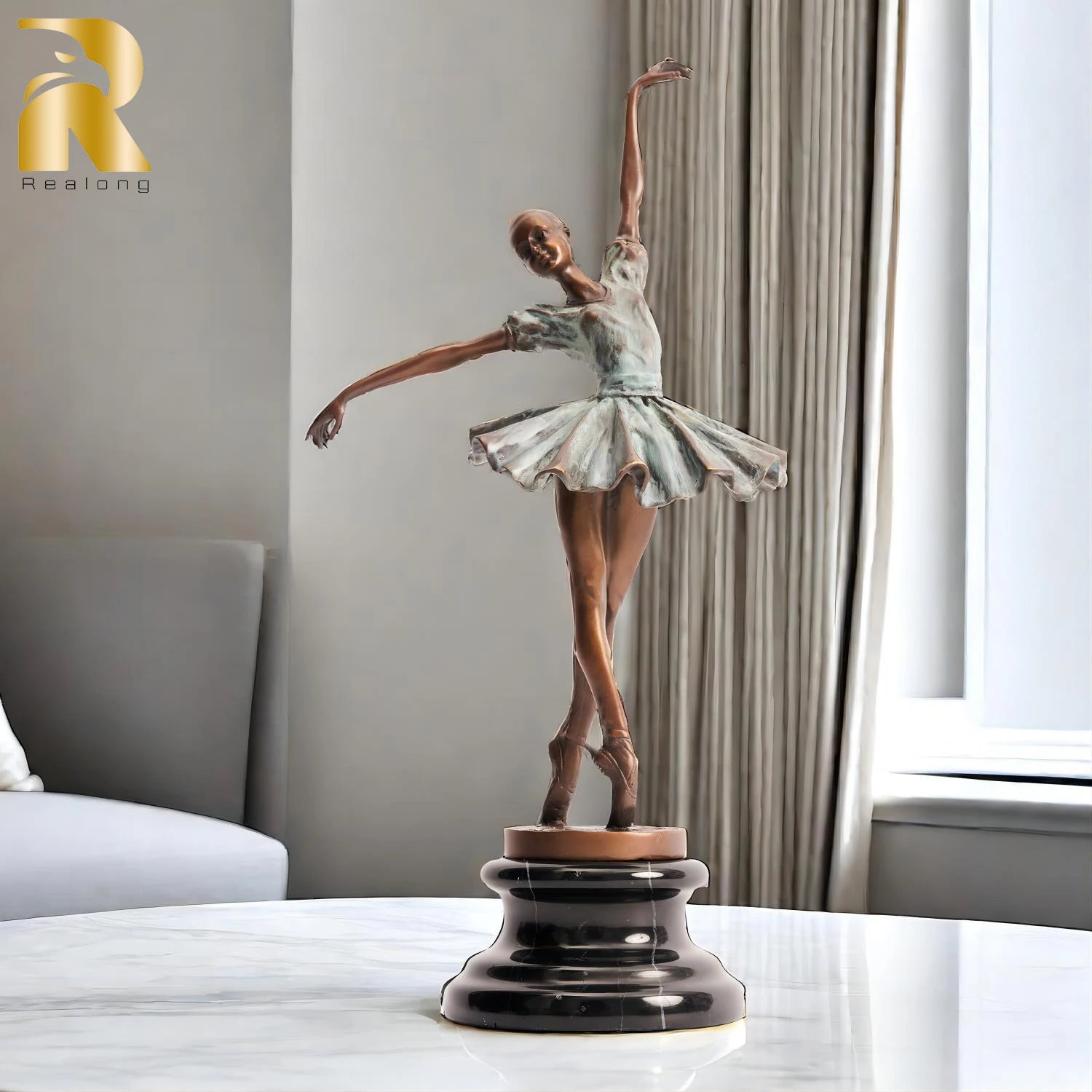 Graceful Bronze Ballet Dancer Sculpture Ballerina Dance Bronze Statue Ballet Dancing Girl Figures For Home Art Decor Gifts