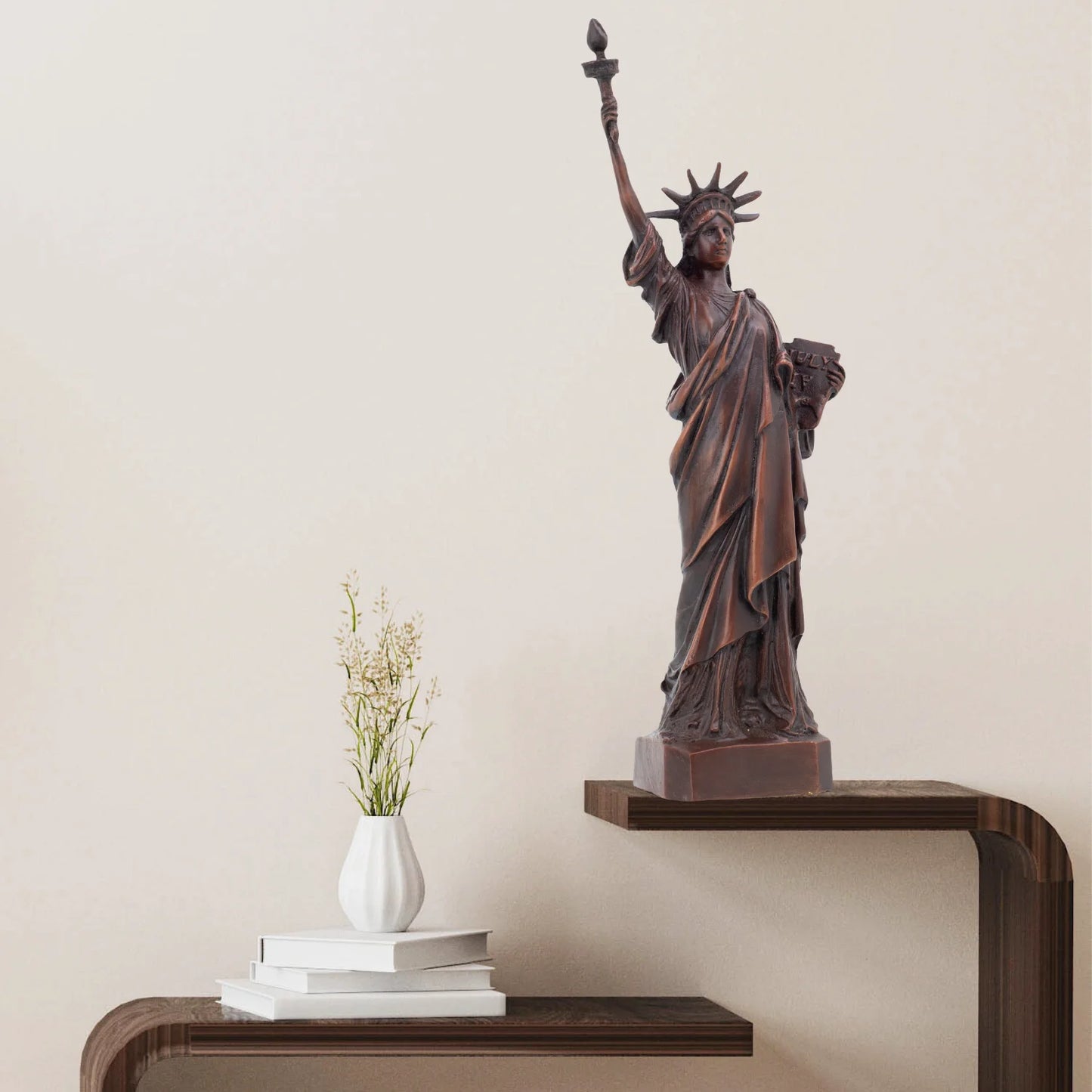 11" Statue of Liberty Bronze Sculpture Statue of Liberty Goddess Figurine Lost-Wax Cast Western Art Handcrafted Home Decoration