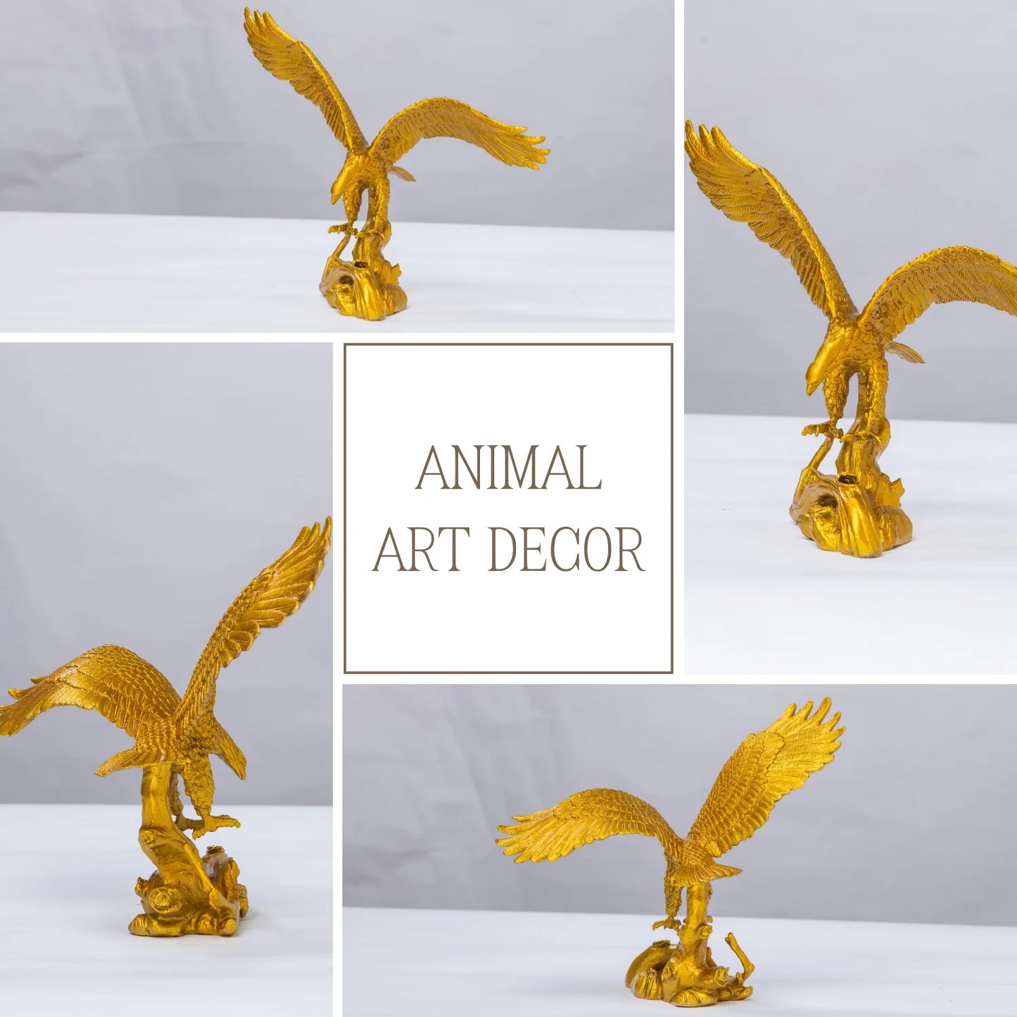 Golden Bronze Eagle Sculpture Hot Casting Spread Wings Eagle Bronze Statue Realistic Home Indoor Desktop Art Decor Ornaments