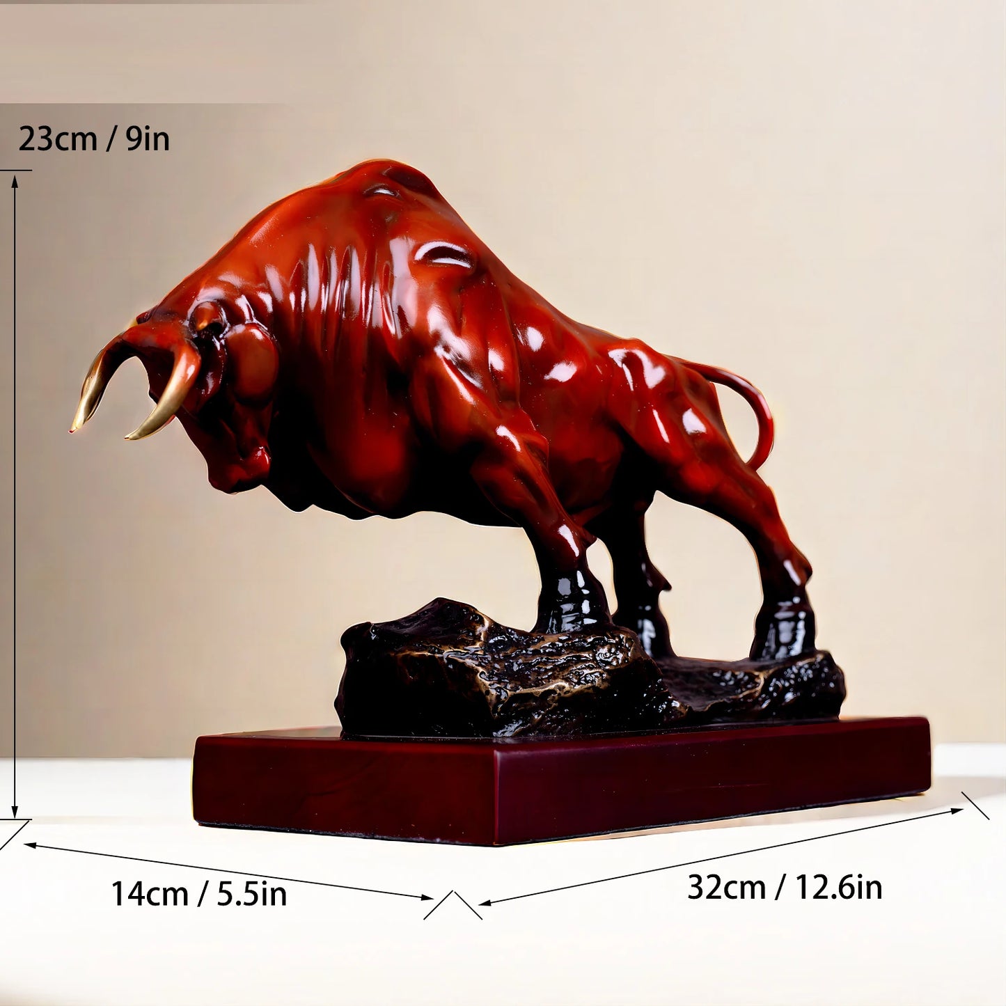 Bronze Wall Street Cattle Sculpture Bull OX Bronze Statue Exquisite Crafts Mascot Ornament Home Office Decoration Business Gift