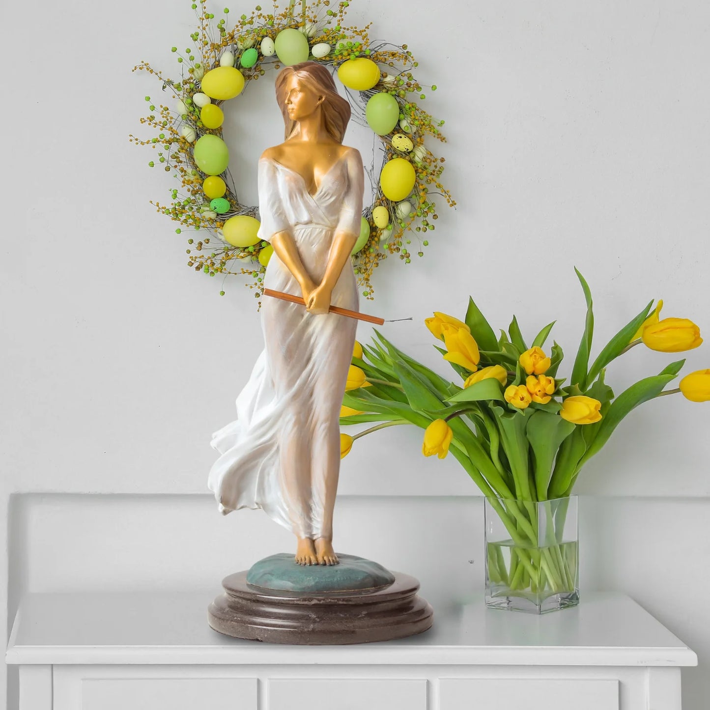 42cm Famous Luo Li Rong Bronze Sculpture Beautiful Luo Li Rong Pretty Lady Bronze Statue Home Art Decoration Collection Gifts