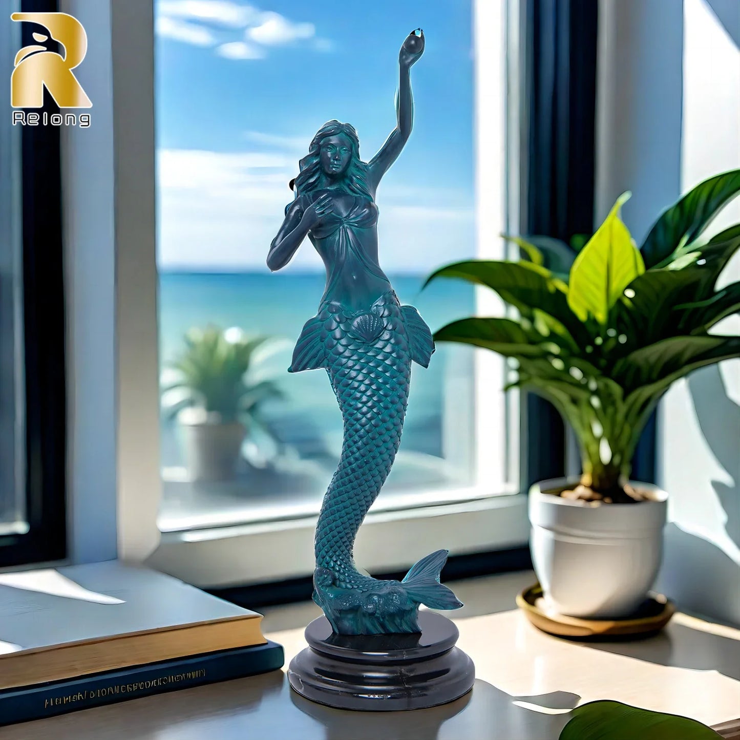Bronze Mermaid Sculpture Elegant Goddess Bronze Mermaid Statue Famous Bronze Casting Art Crafts For Home Office Decoration Gifts