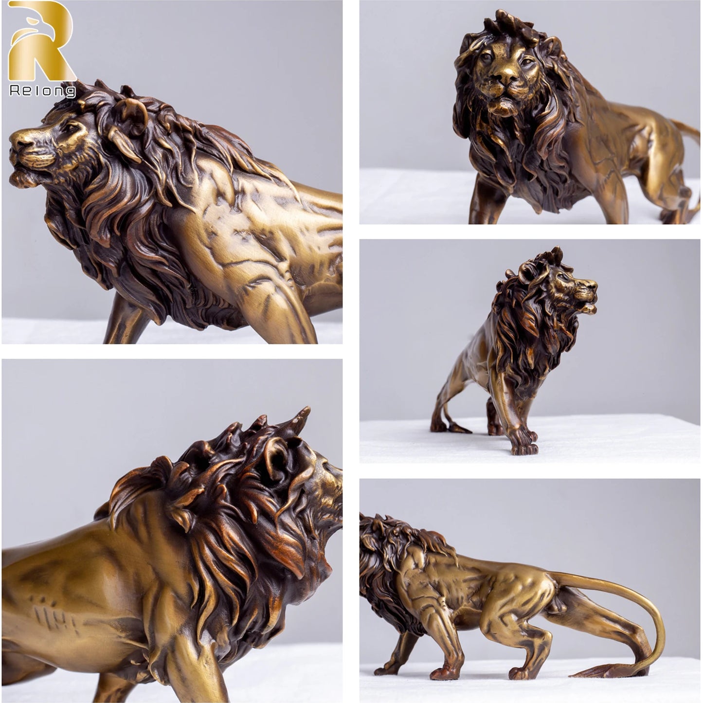 Bronze Lion Statue Luxury Bronze Lion Sculptures Handmade Casting Animal Figures For Home Indoor Decor Ornament Gifts Crafts