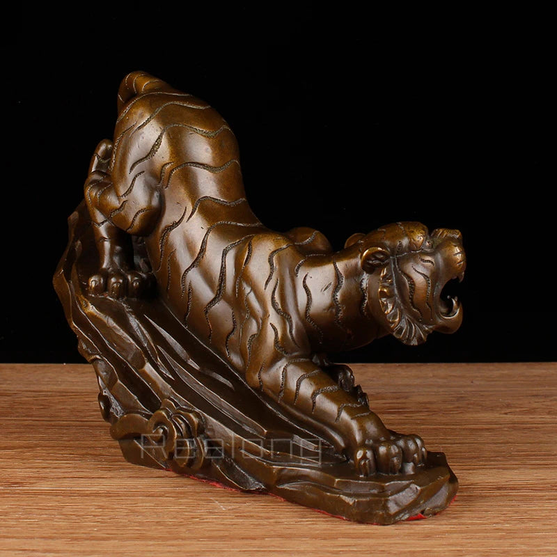 Bronze Tiger Statue Antique Bronze Tiger Sculpture Animal Bronze Casting Art Craft Figurine For Home Office Decor Ornament Gifts