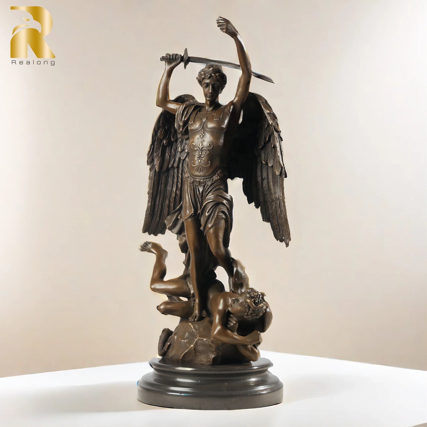 Bronze Statue Of Archangel Saint Michael With Wings Angle Bronze Sculptures Archangel St. Michael Figurines For Home Decor Craft