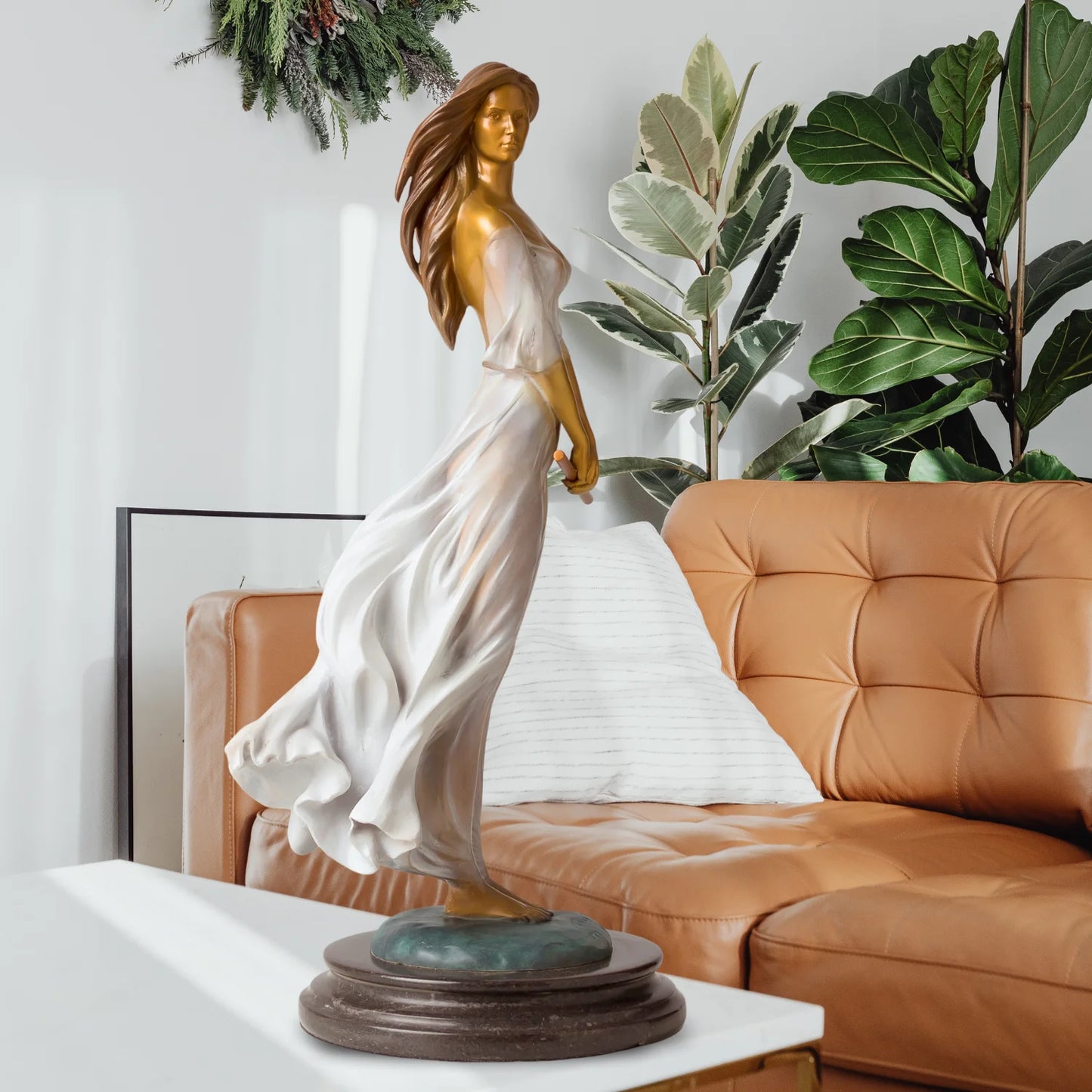 42cm Famous Luo Li Rong Bronze Sculpture Beautiful Luo Li Rong Pretty Lady Bronze Statue Home Art Decoration Collection Gifts