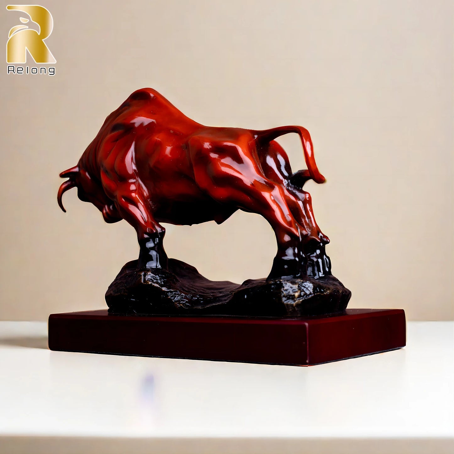 Bronze Wall Street Cattle Sculpture Bull OX Bronze Statue Exquisite Crafts Mascot Ornament Home Office Decoration Business Gift