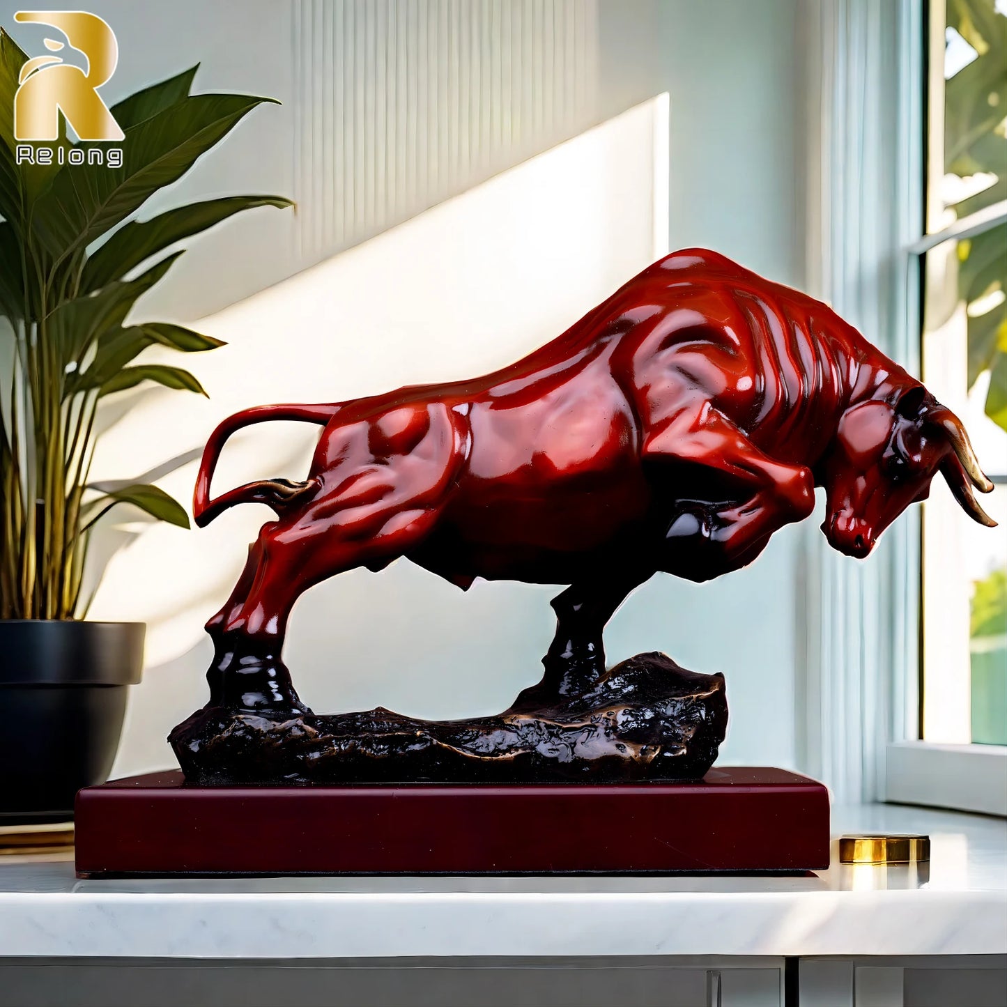 Bronze Wall Street Cattle Sculpture Bull OX Bronze Statue Exquisite Crafts Mascot Ornament Home Office Decoration Business Gift