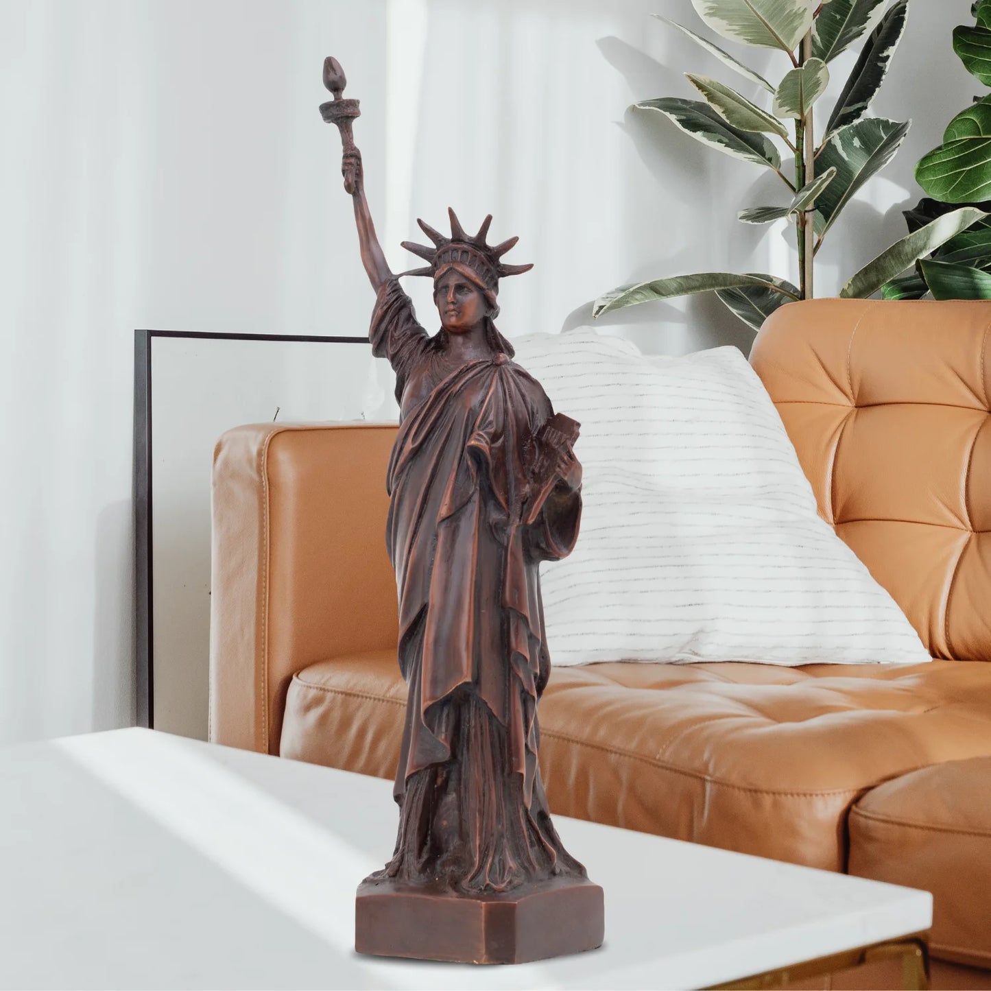 11" Statue of Liberty Bronze Sculpture Statue of Liberty Goddess Figurine Lost-Wax Cast Western Art Handcrafted Home Decoration