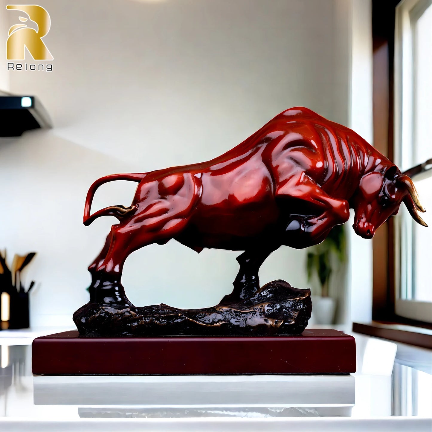 Bronze Wall Street Cattle Sculpture Bull OX Bronze Statue Exquisite Crafts Mascot Ornament Home Office Decoration Business Gift