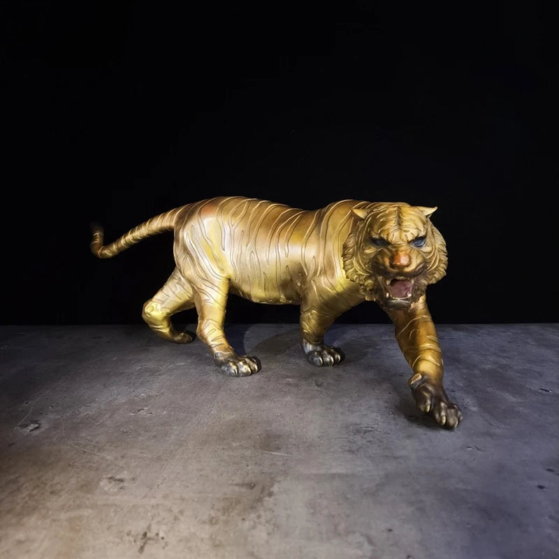 Bronze Tiger Statue Antique Bronze Tiger Sculpture Bronze Casting Beast Animal Crafts For Home Indoor Decor Ornaments