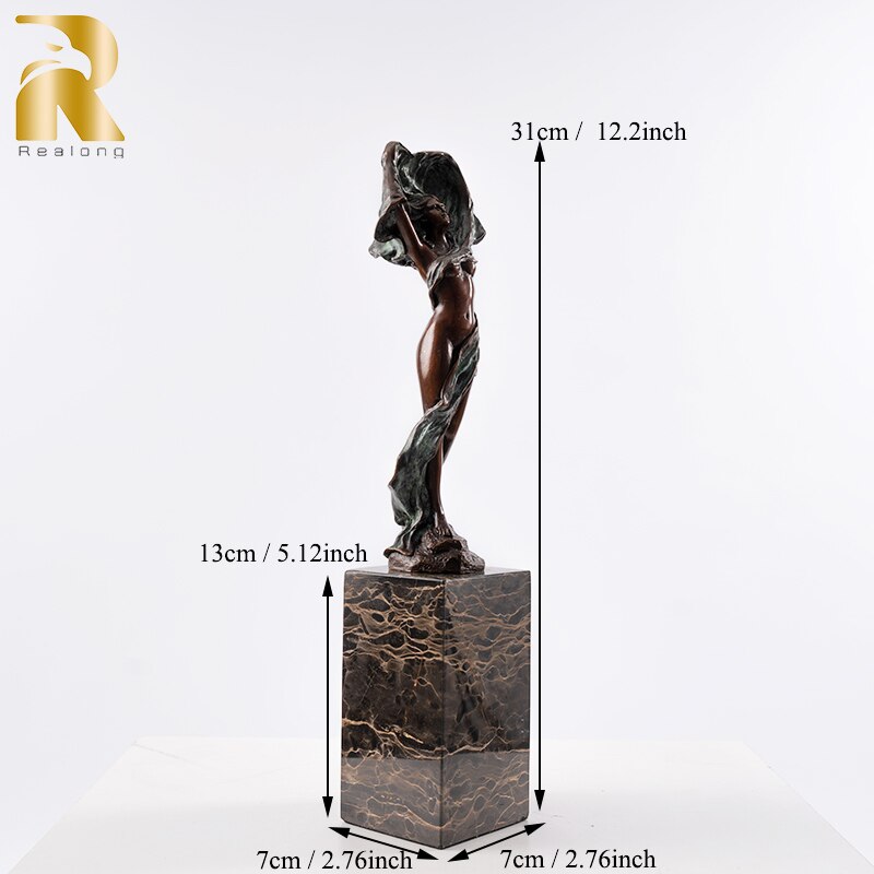 Bronze Female Statue Beautiful Sexy Bronze Dancer Sculpture With Marble Base Modern Art Home Indoor Decor Ornaments