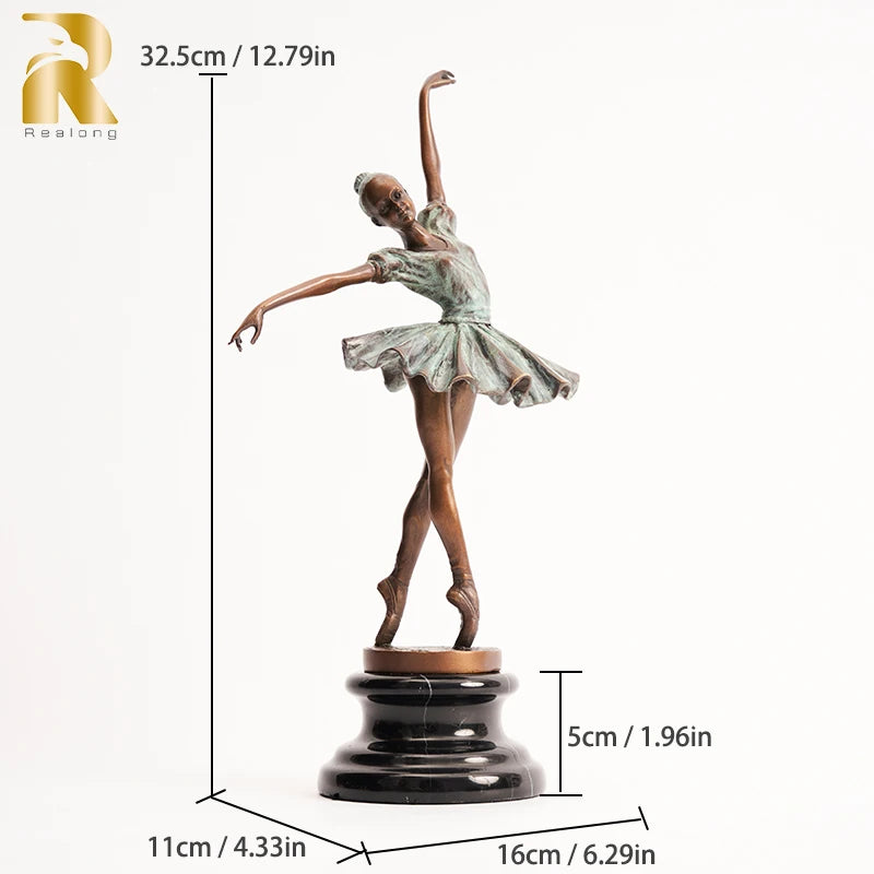 Graceful Bronze Ballet Dancer Sculpture Ballerina Dance Bronze Statue Ballet Dancing Girl Figures For Home Art Decor Gifts