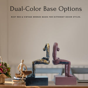 Albert György melancholy man bronze sculpture dual color base options comparison display