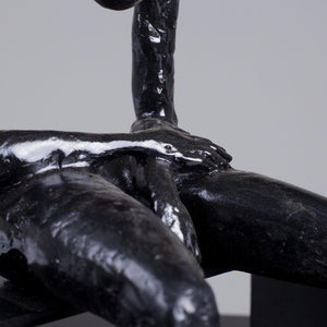 Albert György melancholy man bronze sculpture head and hollow chest detail close up