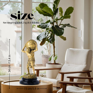 Atlas bronze sculpture gold finish size chart living room lamp display