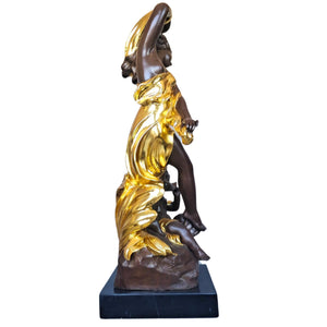 Auguste Moreau bronze mother baby angel sculpture side left profile view