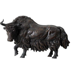 21-inch Giant black American bison bronze sculpture, front view.