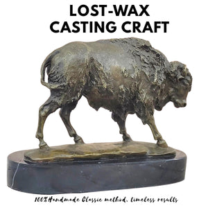 Hand-cast bronze texture of the Legacy mini bison figurine.