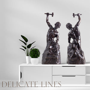 Delicate lines detail of Bobbie Carlyle Self-Made Man bronze statue showing muscle definition