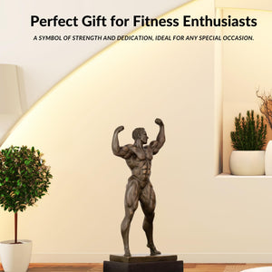 Bronze bodybuilder double biceps sculpture as perfect gift for fitness enthusiasts and gym owners