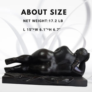 Botero bronze reclining woman statue size chart 15 inch 17.2lbs dimensions