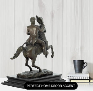 Bronze General Andrew Jackson on horseback statue displayed at angle in modern interior home decor setting