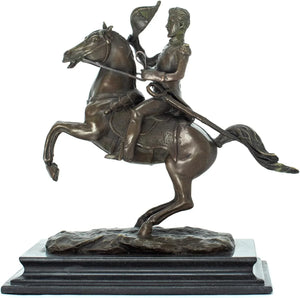 Bronze General Andrew Jackson on horseback statue side full body view on white background showing rearing horse