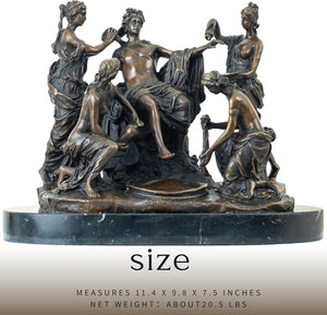 11.4-inch bronze Apollo and the Nymphs sculpture after Girardon on marble base with size reference, front view