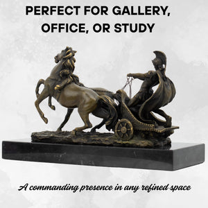 Bronze chariot god sculpture perfect for gallery office or study commanding refined space display
