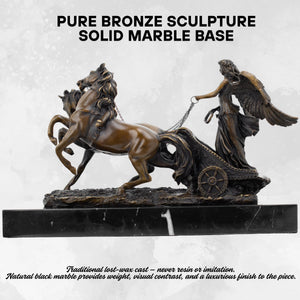 Bronze chariot sculpture Adrian Jones signature coin detail close up authentication