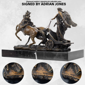 Bronze sun god chariot sculpture masterful lost wax craftsmanship side angle