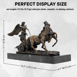 Bronze sun god chariot sculpture mythological scene in motion rearing horses