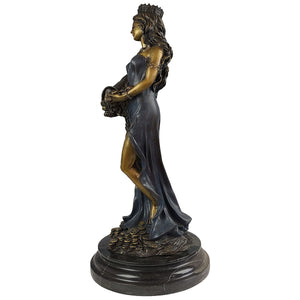 Bronze Fortuna goddess wealth statue classic bronze side view
