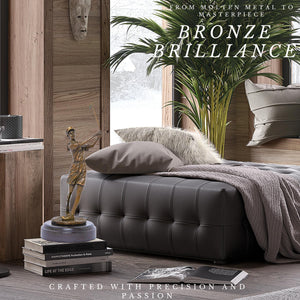Bronze golfer statue bronze brilliance bedroom beside books blanket display
