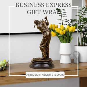 Bronze female golfer statue business express gift wrap packaging display