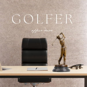Bronze female golfer statue golfer magazine editorial display