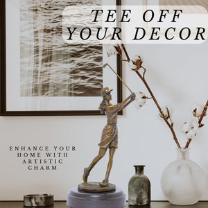 Bronze golfer statue tee off your decor wall art framed interior display