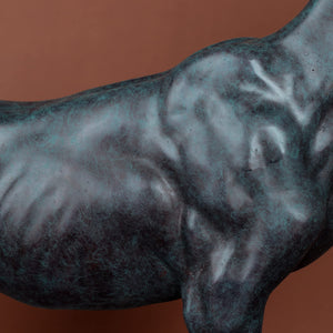 Premium Solid Bronze Greyhound Statue - 28" Handcrafted Lost-Wax Casting - Vigilant Life-like Greyhound Sculpture - Deep Turquoise Blue Patina - Heavyweight 26lbs Pure Bronze Art - Luxury Modern Home Office Centerpiece - Bronze - View Detail 6