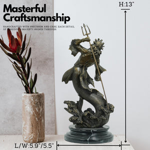Bronze Poseidon sculpture masterful craftsmanship size chart dimensions reference