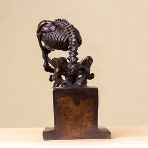 Bronze skeleton Thinker statue in brown bronze finish gift with meaning feature card