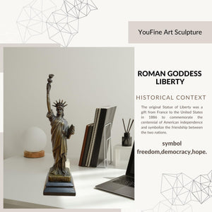 Bronze Statue of Liberty New York Heritage Edition displayed indoors with tropical plant decor