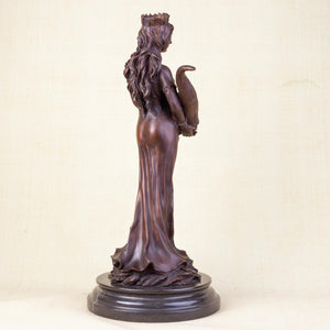 Bronze Tyche Fortuna goddess wealth statue three quarter left angle view