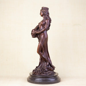 Bronze Tyche Fortuna goddess wealth statue three quarter right angle view