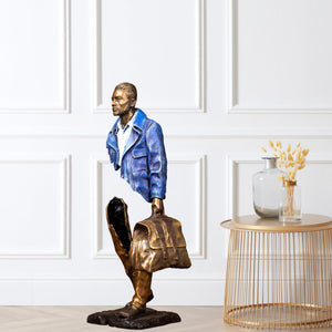 Close-up of the bearded face detail on the Bruno Catalano inspired bronze statue