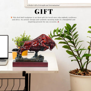 Luxury handcrafted red bronze bull statue, perfect gift.