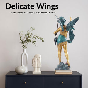 Cupid bronze sculpture colorful ideal gift choice woman holding interior display